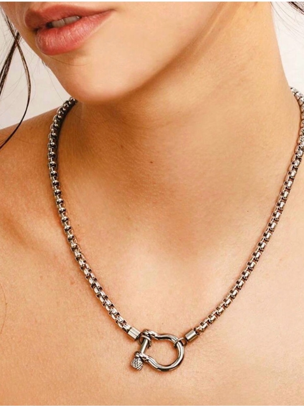Stainless steel Silver Tone Toggle Chain Necklace  women’s hypoallergenic water